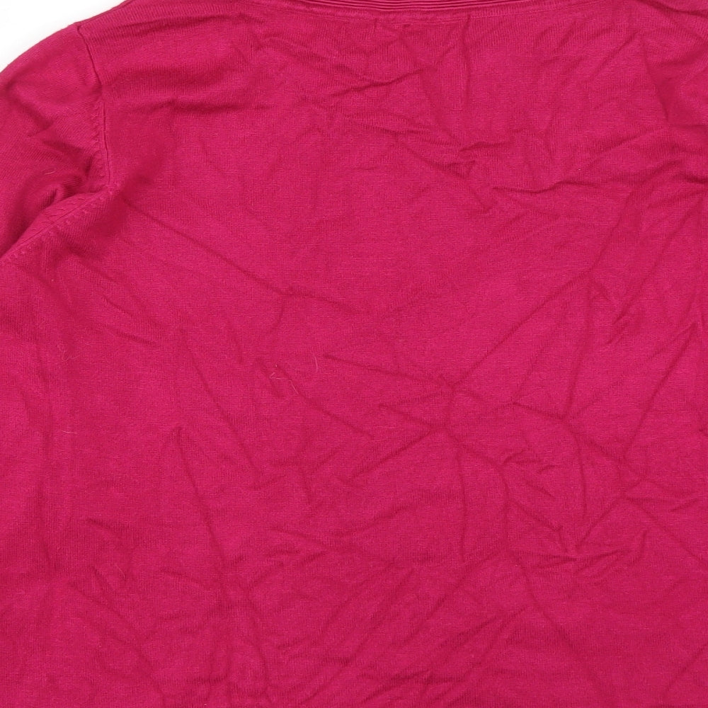 Bonmarché Womens Pink Round Neck  Viscose Pullover Jumper Size L