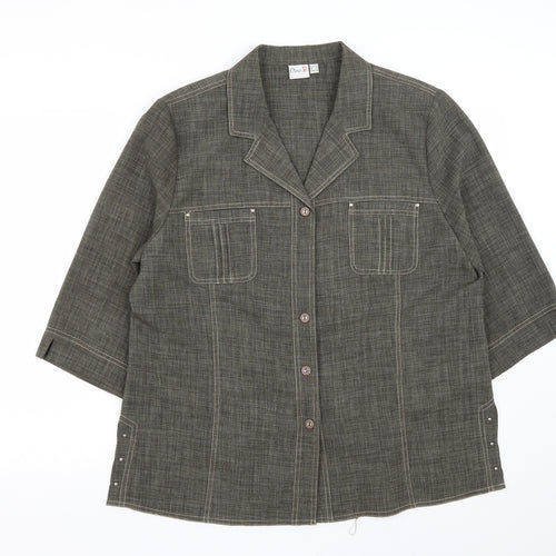 Oscar B Womens Green  Polyester Basic Button-Up Size 18 Collared