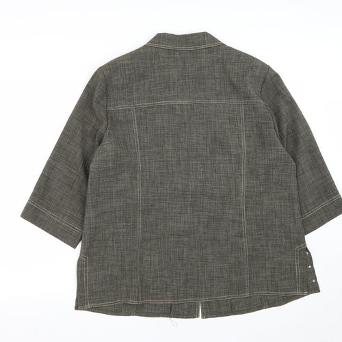 Oscar B Womens Green  Polyester Basic Button-Up Size 18 Collared