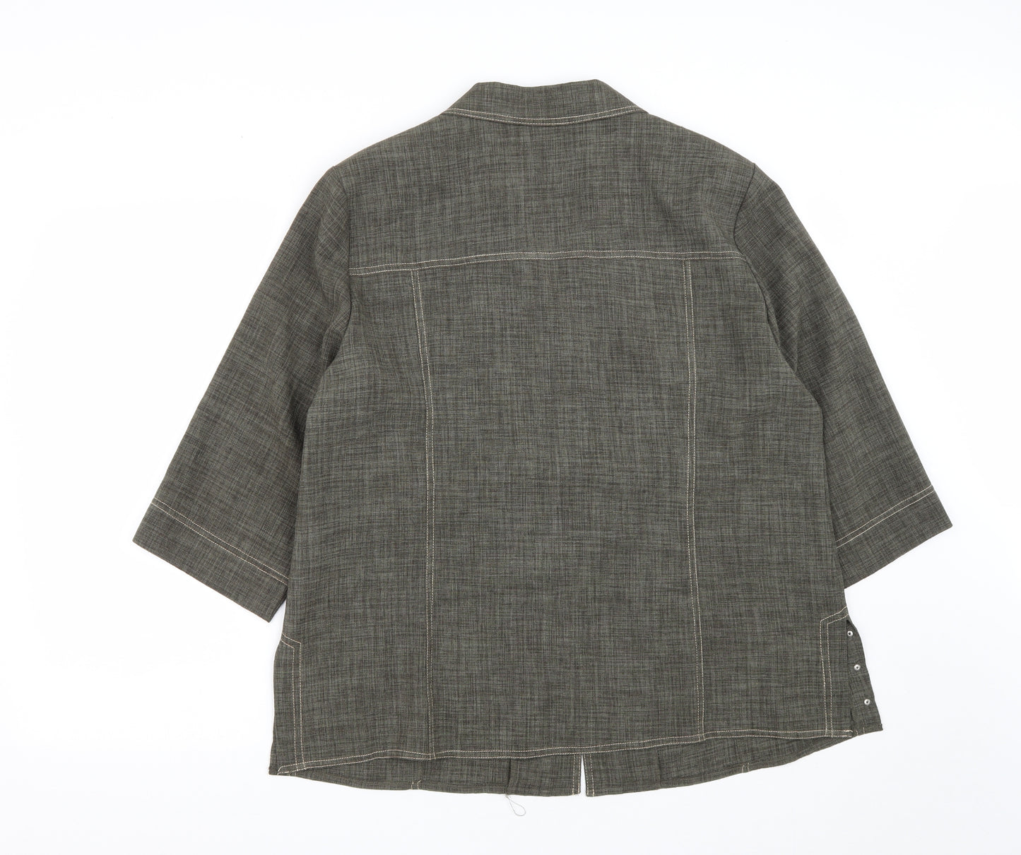 Oscar B Womens Green  Polyester Basic Button-Up Size 18 Collared