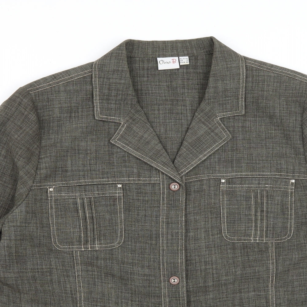 Oscar B Womens Green  Polyester Basic Button-Up Size 18 Collared