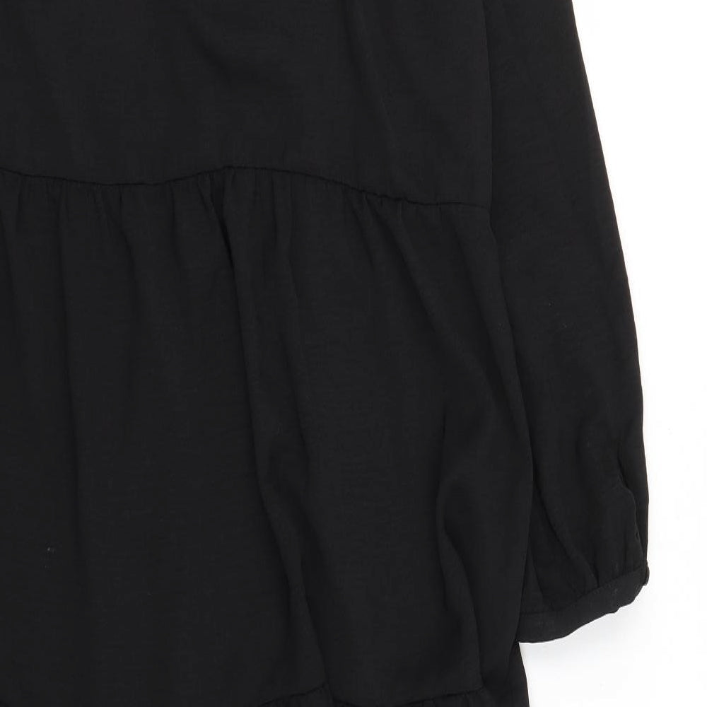New Look Womens Black  Polyester Shirt Dress  Size 14  Collared Button