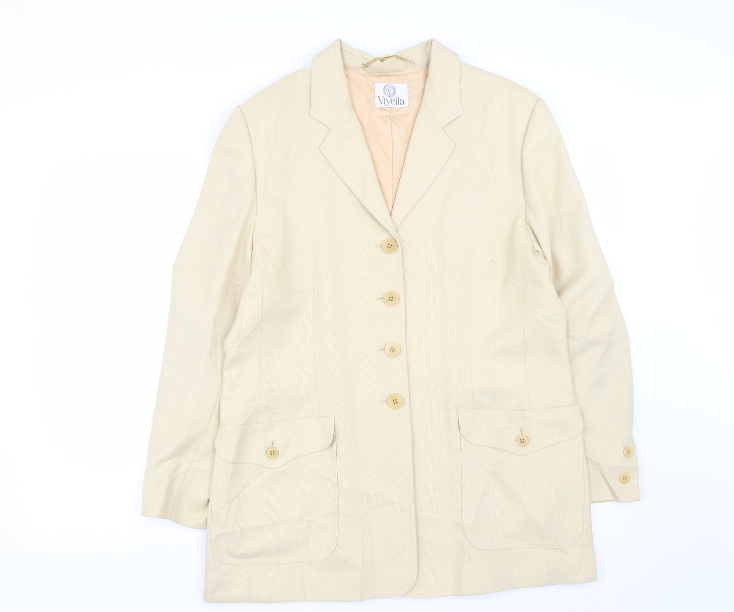 Viyella Womens Beige  Polyester Jacket Blazer Size 14