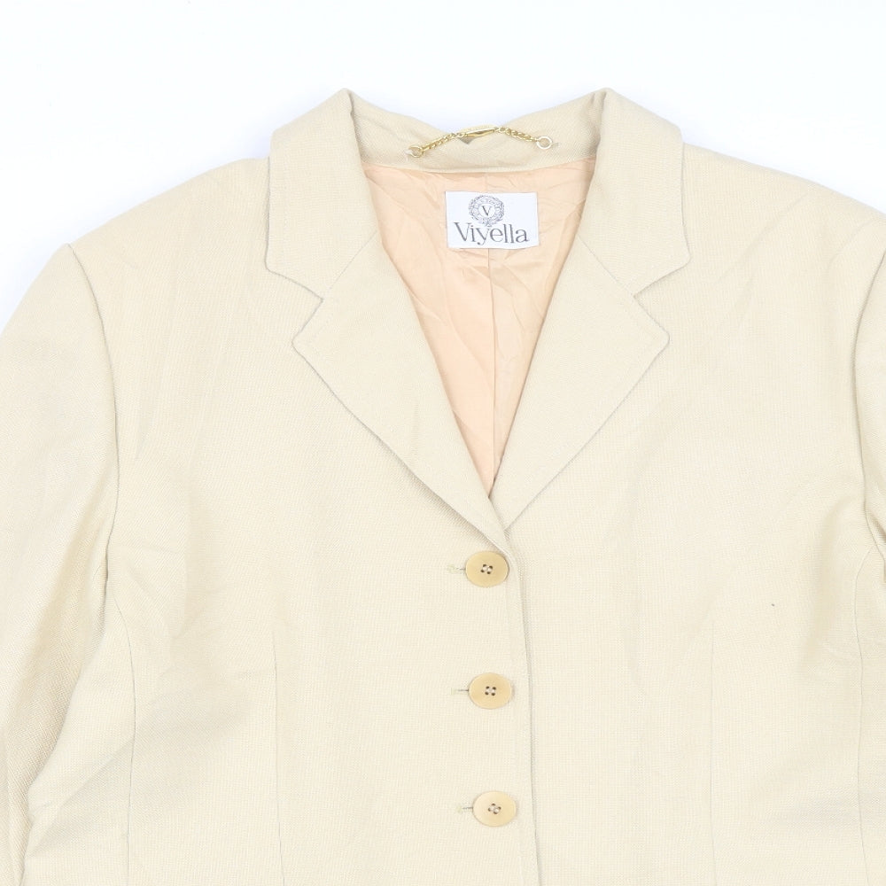 Viyella Womens Beige  Polyester Jacket Blazer Size 14