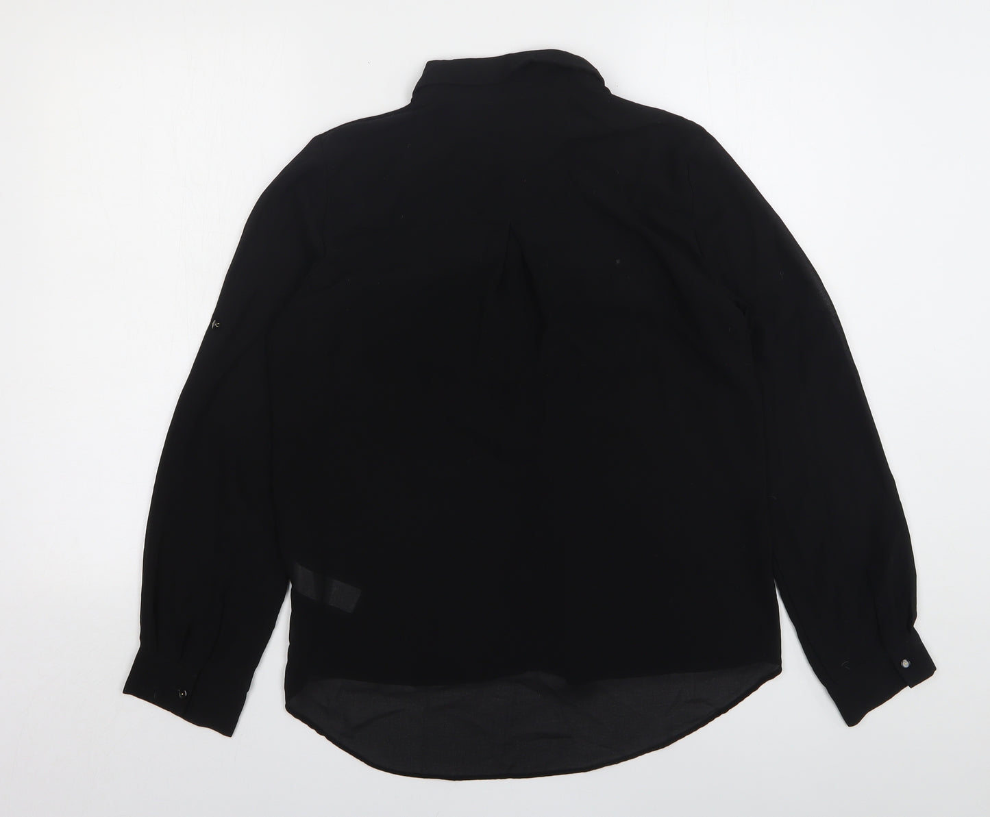 New Look Womens Black  Polyester Basic Button-Up Size 12 Collared