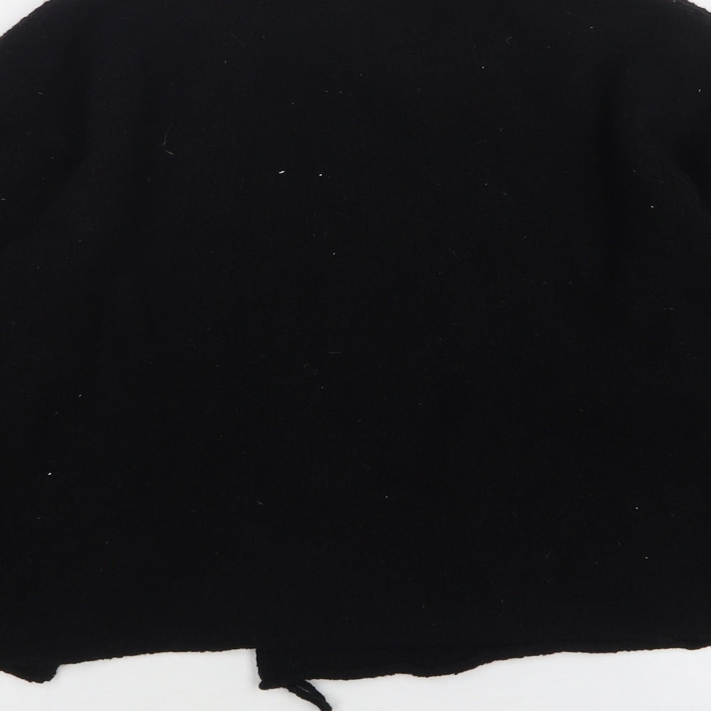 Lunatisme Womens Black Round Neck  Wool Cardigan Jumper One Size