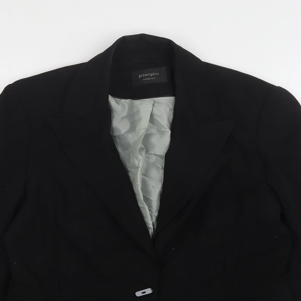 Principles Womens Black  Polyester Jacket Blazer Size 12