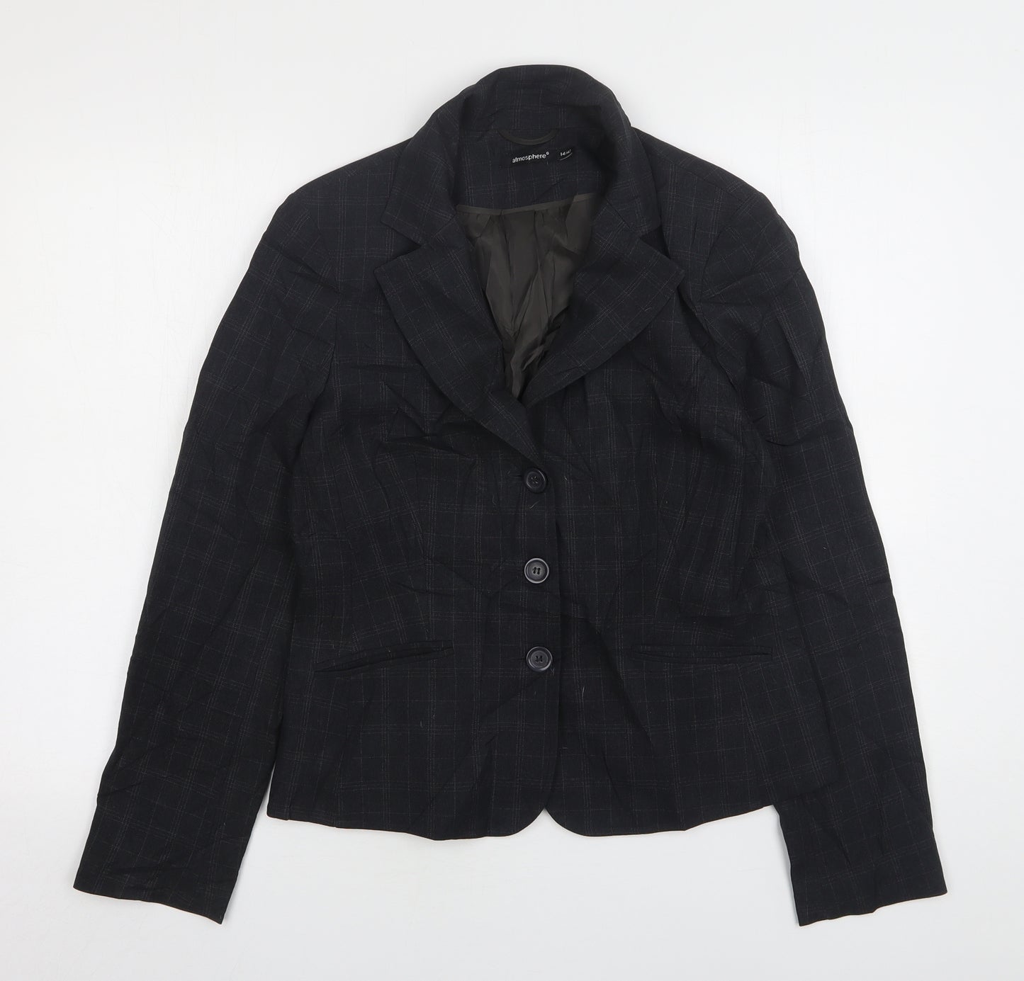 Atmosphere Womens Grey Check Polyester Jacket Suit Jacket Size 14