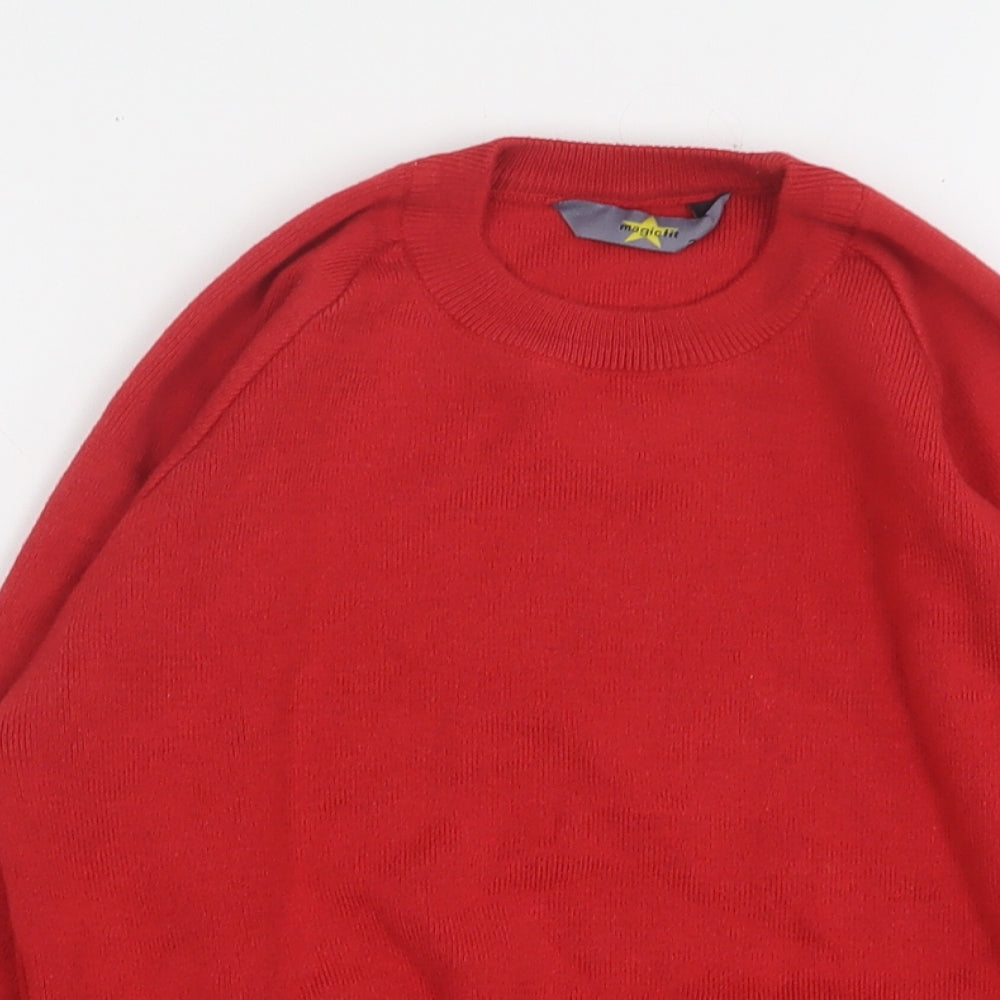 MagicFit Girls Red Round Neck  Cotton Pullover Jumper Size 8 Years