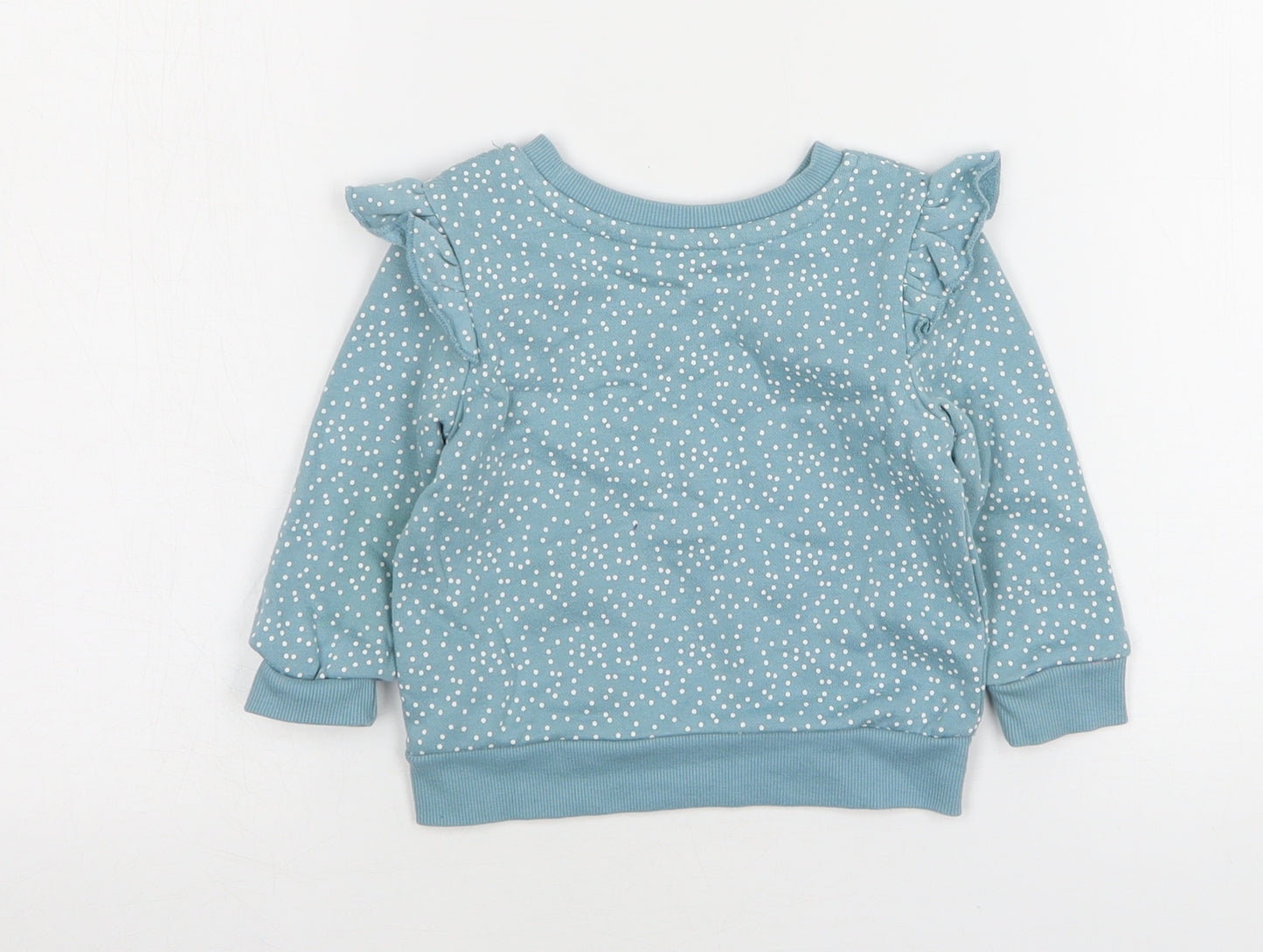 Primark Girls Green Polka Dot Cotton Pullover Jumper Size 9-12 Months