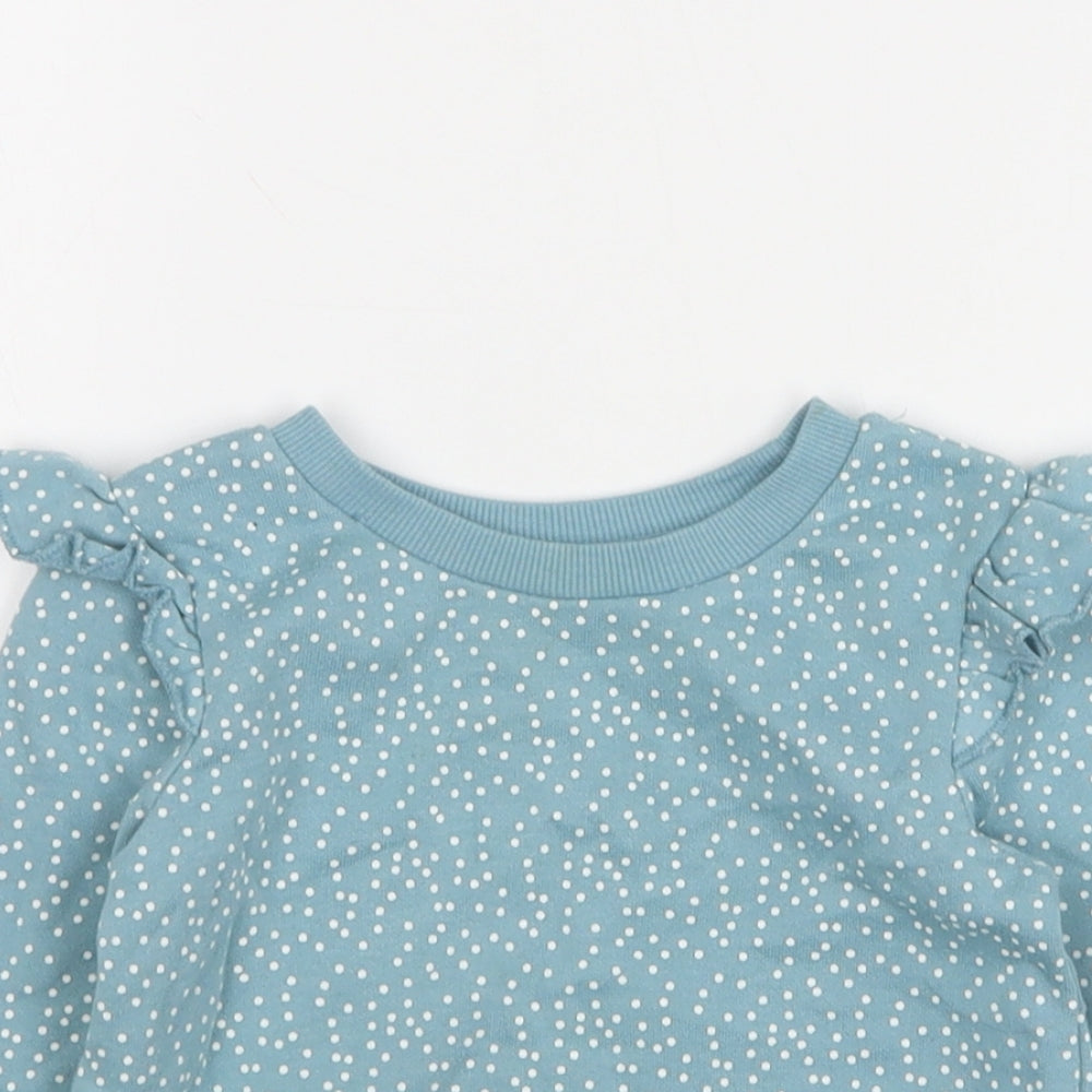 Primark Girls Green Polka Dot Cotton Pullover Jumper Size 9-12 Months