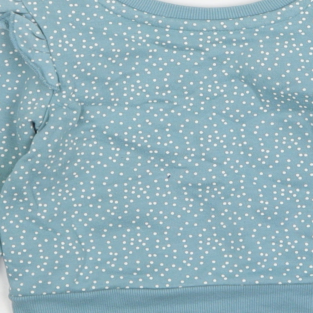Primark Girls Green Polka Dot Cotton Pullover Jumper Size 9-12 Months