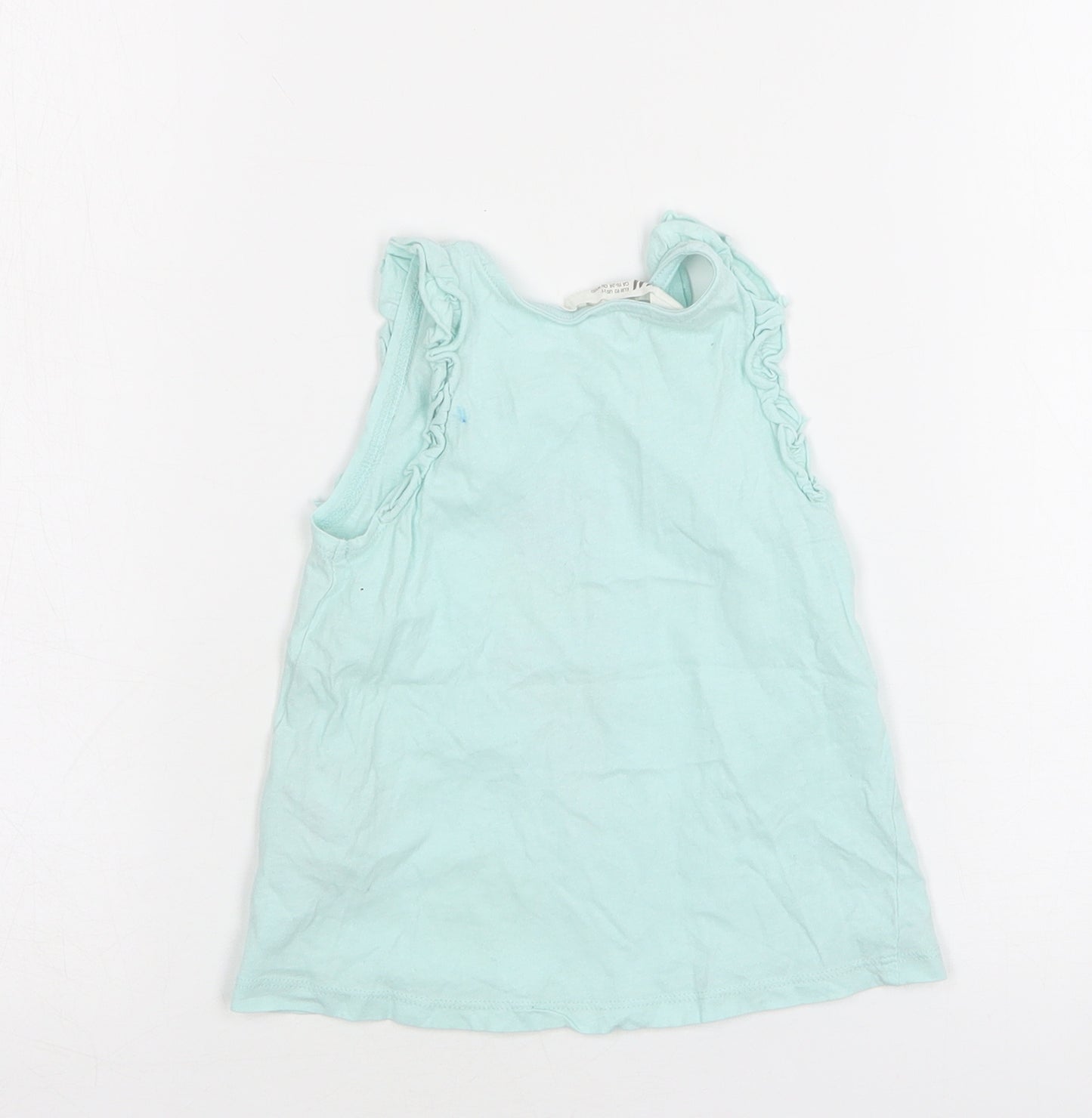 H&M Girls Green  Cotton Basic Tank Size 18-24 Months Round Neck
