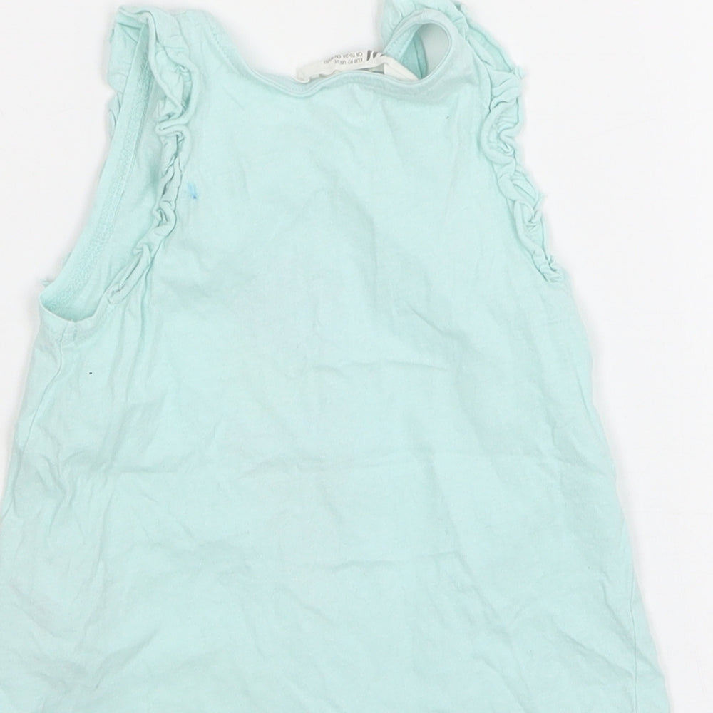 H&M Girls Green  Cotton Basic Tank Size 18-24 Months Round Neck