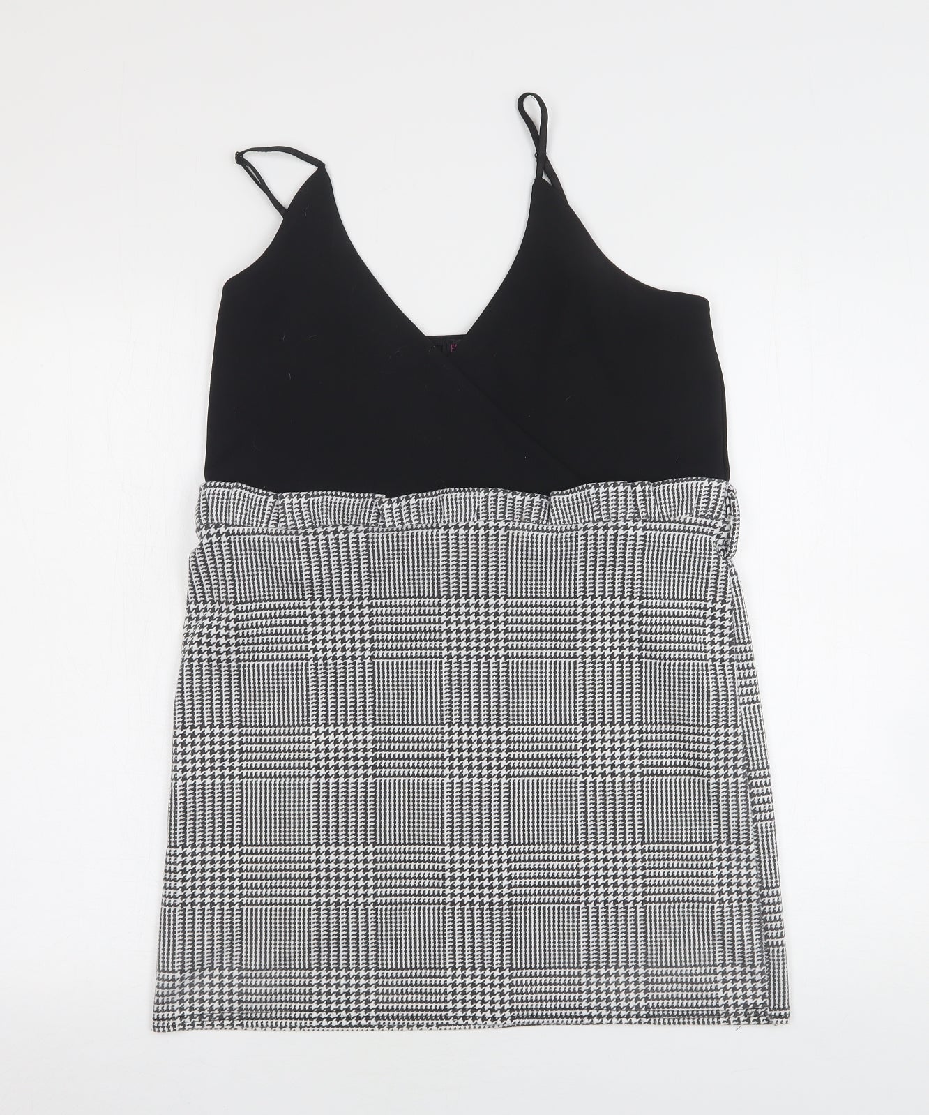 Edge Street Womens Multicoloured Houndstooth Polyester Basic Tank Size 14 V-Neck