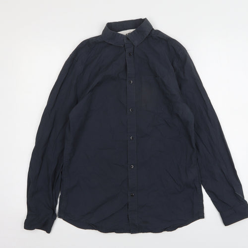 H&M Mens Grey  Cotton  Button-Up Size S Collared