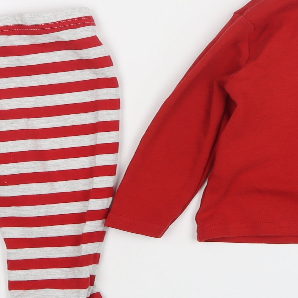 Primark Baby Red Striped Cotton Kaftan Pyjama Set Size 12-18 Months   - Christmas