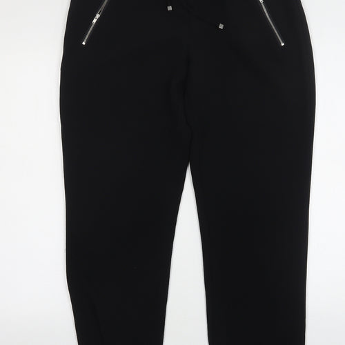 Papaya Womens Black  Polyester Jogger Trousers Size 14 L30 in Regular