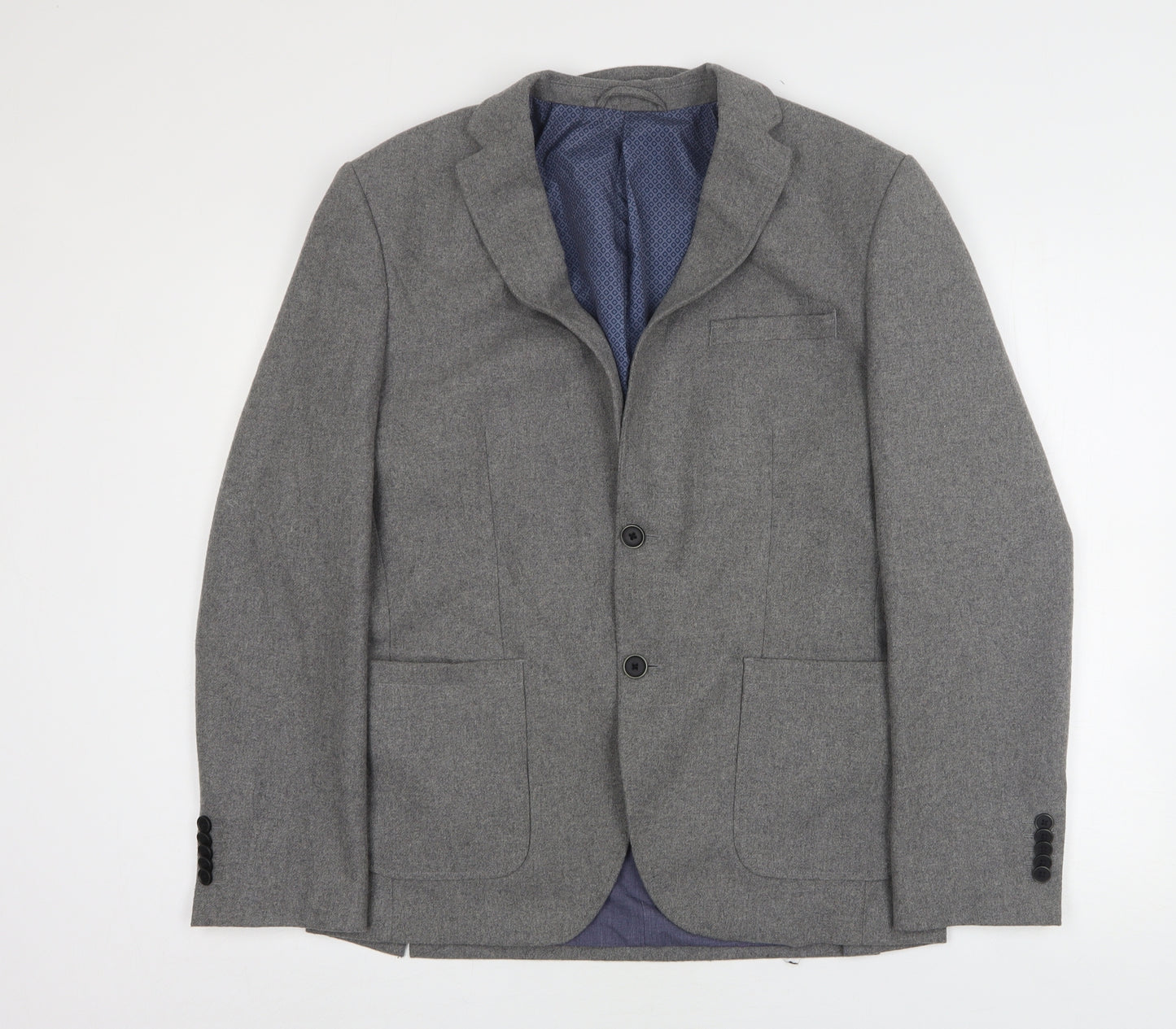 Angelo Litrico Mens Grey  Wool Jacket Sport Coat Size 44