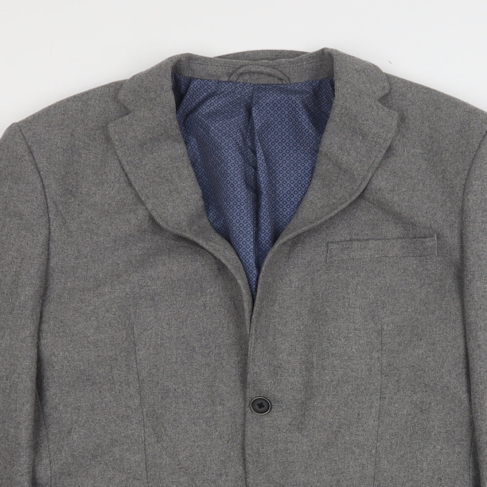 Angelo Litrico Mens Grey  Wool Jacket Sport Coat Size 44