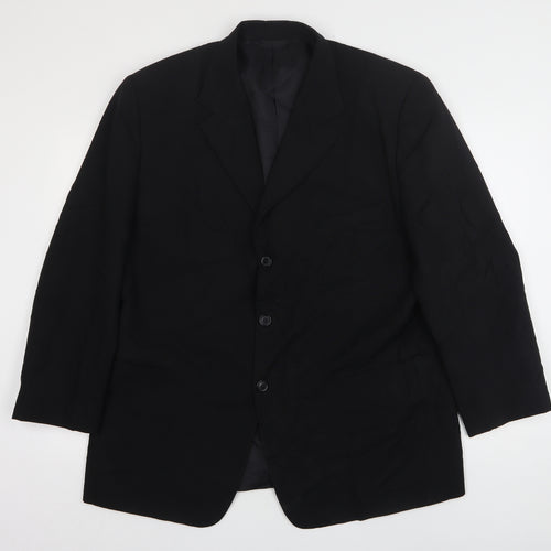 Savatini Mens Black  Polyester Jacket Suit Jacket Size 44