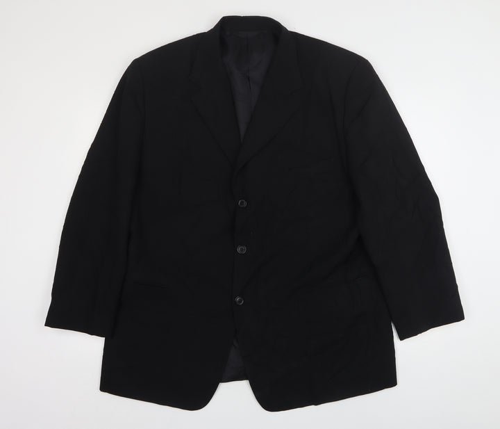 Savatini Mens Black Polyester Jacket Suit Jacket Size 44