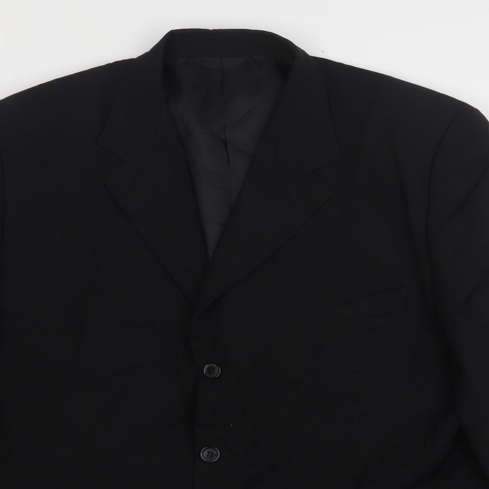 Savatini Mens Black  Polyester Jacket Suit Jacket Size 44