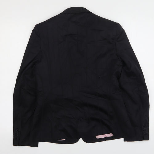 NEXT Womens Black Striped Polyester Jacket Suit Jacket Size 12