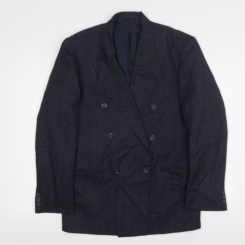 Quality Menswear Mens Blue Striped Polyester Jacket Suit Jacket Size 36