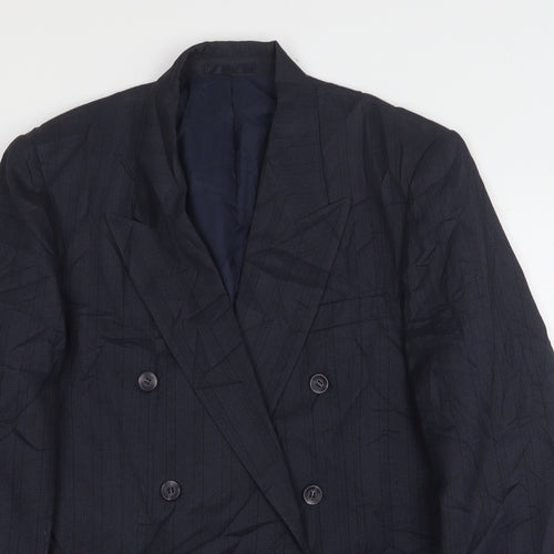 Quality Menswear Mens Blue Striped Polyester Jacket Suit Jacket Size 36
