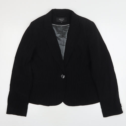 Papaya Womens Black Striped Polyester Jacket Suit Jacket Size 14