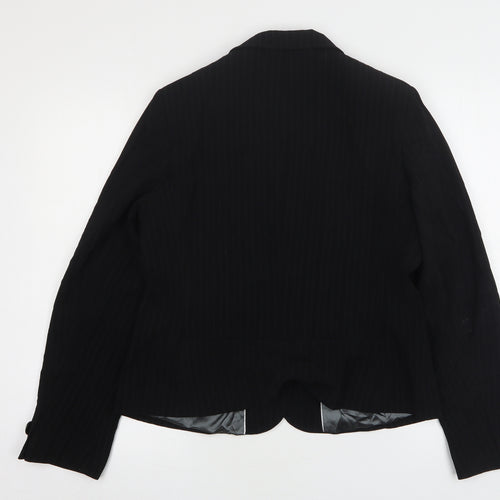 Papaya Womens Black Striped Polyester Jacket Suit Jacket Size 14