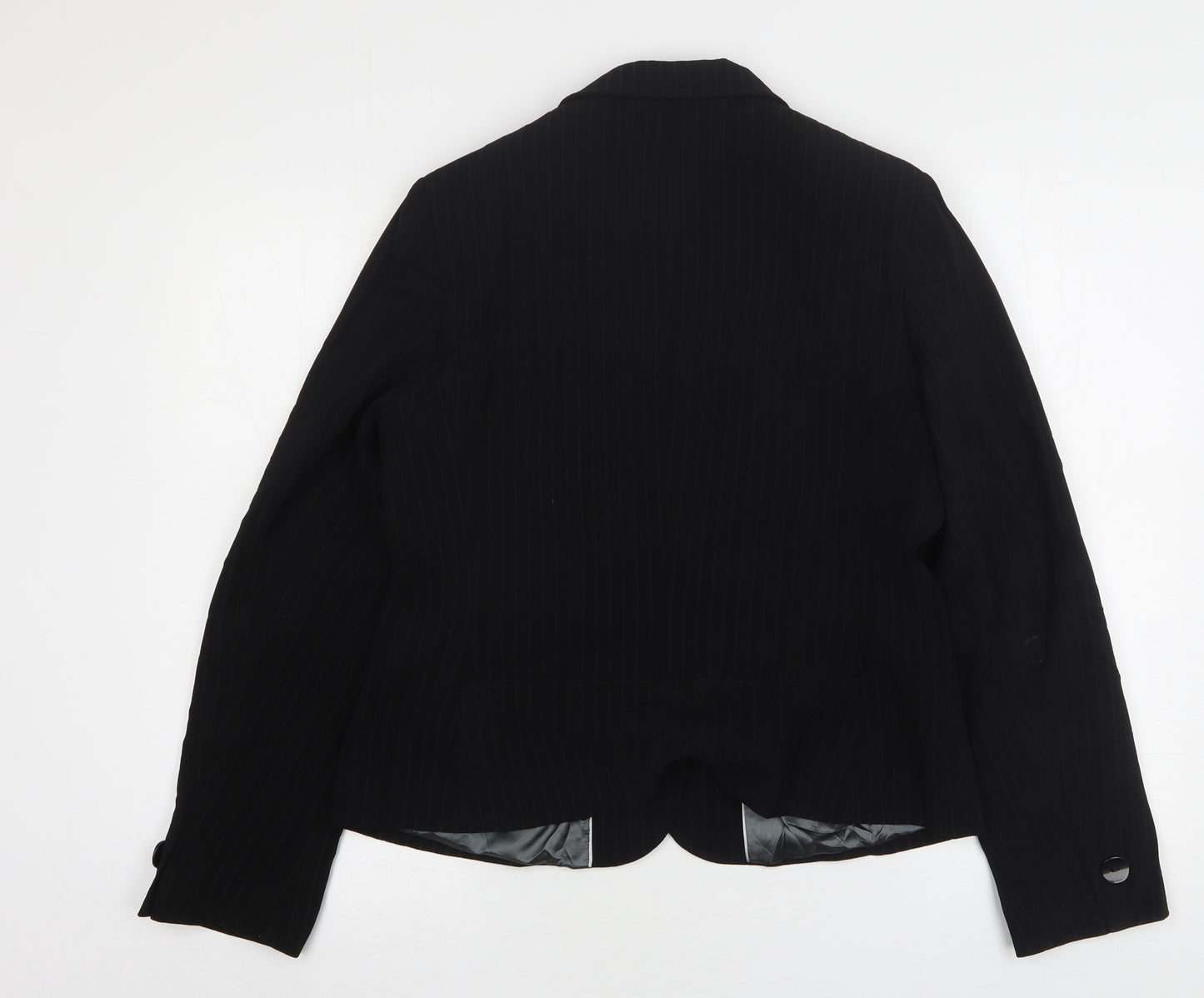 Papaya Womens Black Striped Polyester Jacket Suit Jacket Size 14