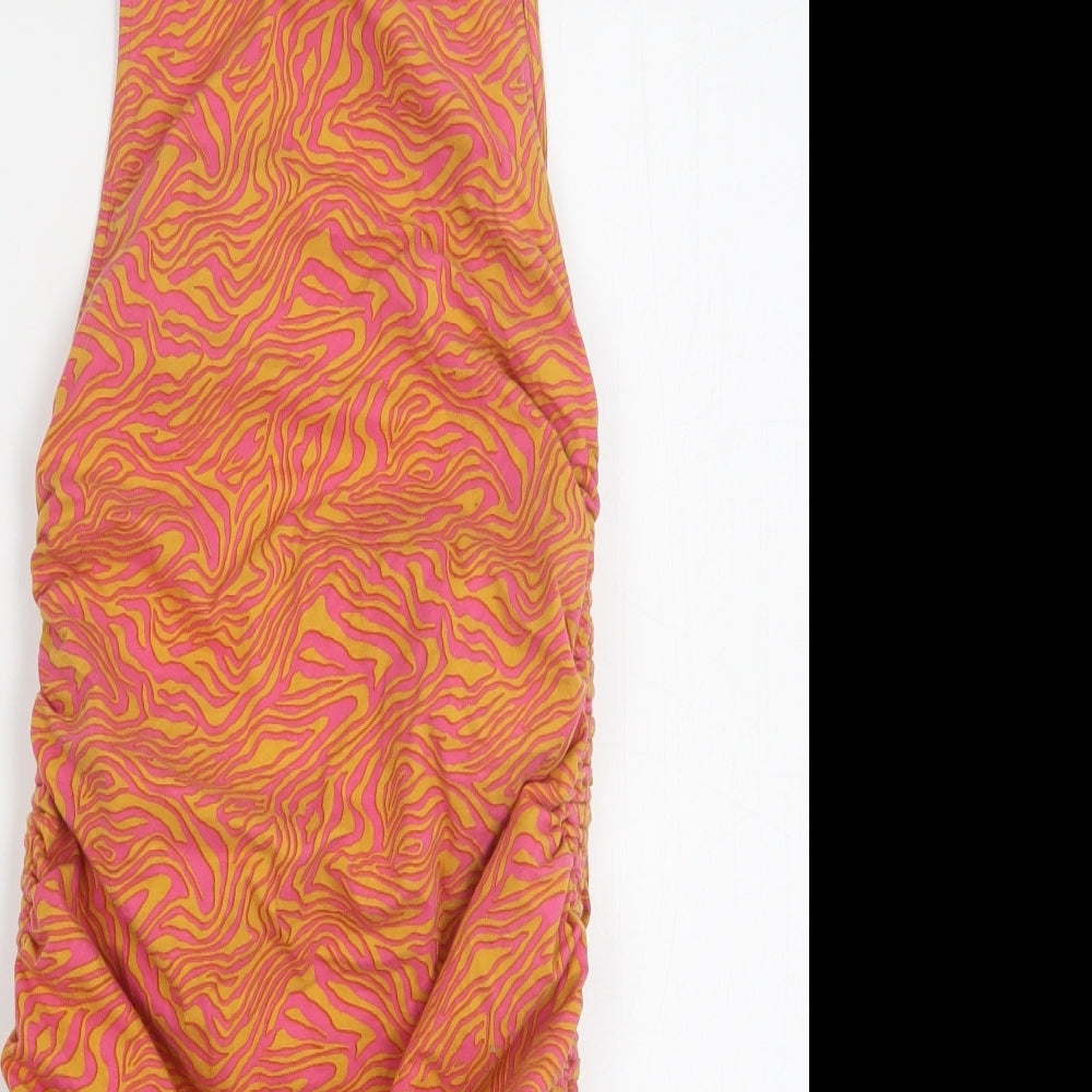 Motel Womens Multicoloured Animal Print Cotton Basic Tank Size S Round Neck