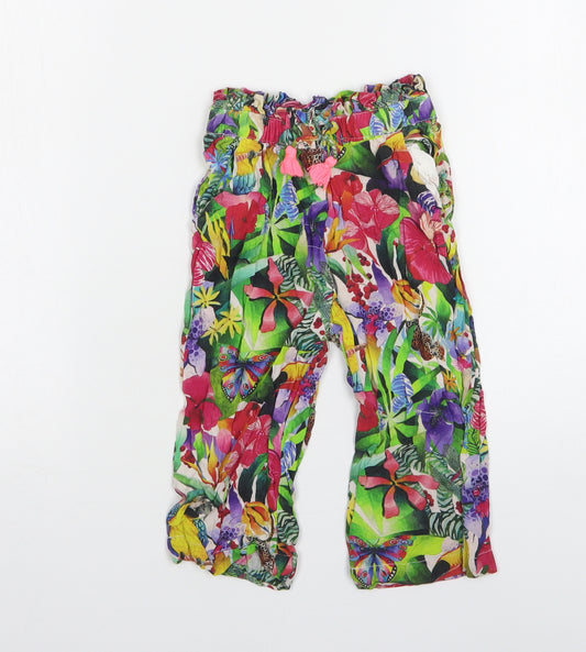 H&M Girls Multicoloured Floral Viscose Bloomer Trousers Size 2-3 Years  Regular