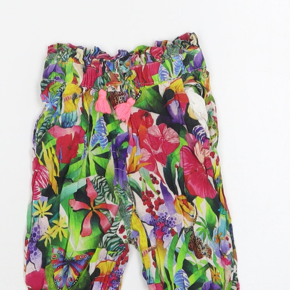 H&M Girls Multicoloured Floral Viscose Bloomer Trousers Size 2-3 Years  Regular