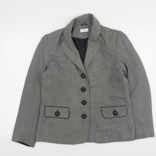 Damart Womens Grey Geometric Viscose Jacket Blazer Size 12