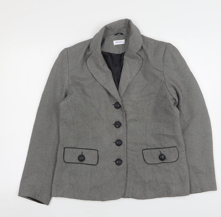 Damart Womens Grey Geometric Viscose Jacket Blazer Size 12