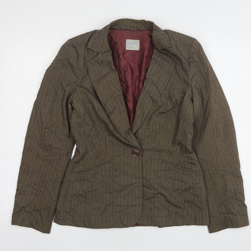 Oasis Womens Brown Striped Polyester Jacket Blazer Size 10