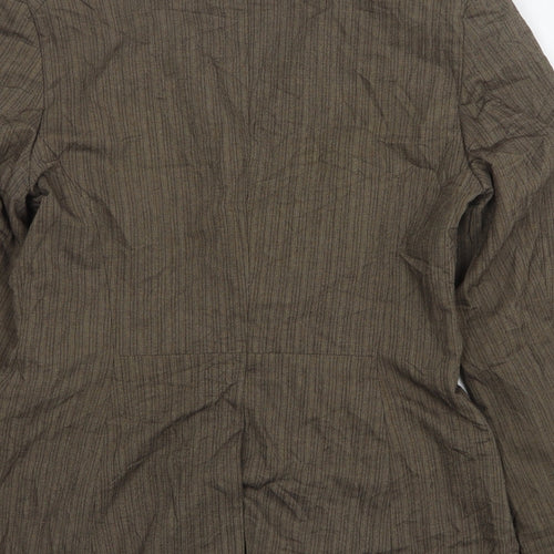 Oasis Womens Brown Striped Polyester Jacket Blazer Size 10