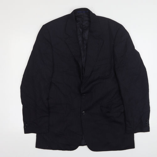 Sovereign  Mens Blue Striped Wool Jacket Suit Jacket Size 40
