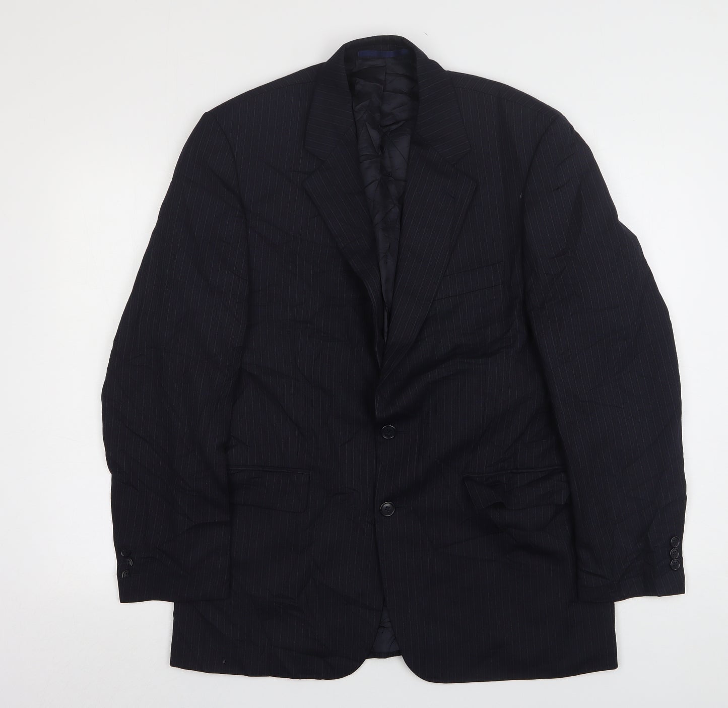 Sovereign  Mens Blue Striped Wool Jacket Suit Jacket Size 40