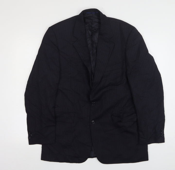 Sovereign  Mens Blue Striped Wool Jacket Suit Jacket Size 40