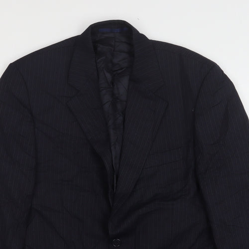 Sovereign  Mens Blue Striped Wool Jacket Suit Jacket Size 40