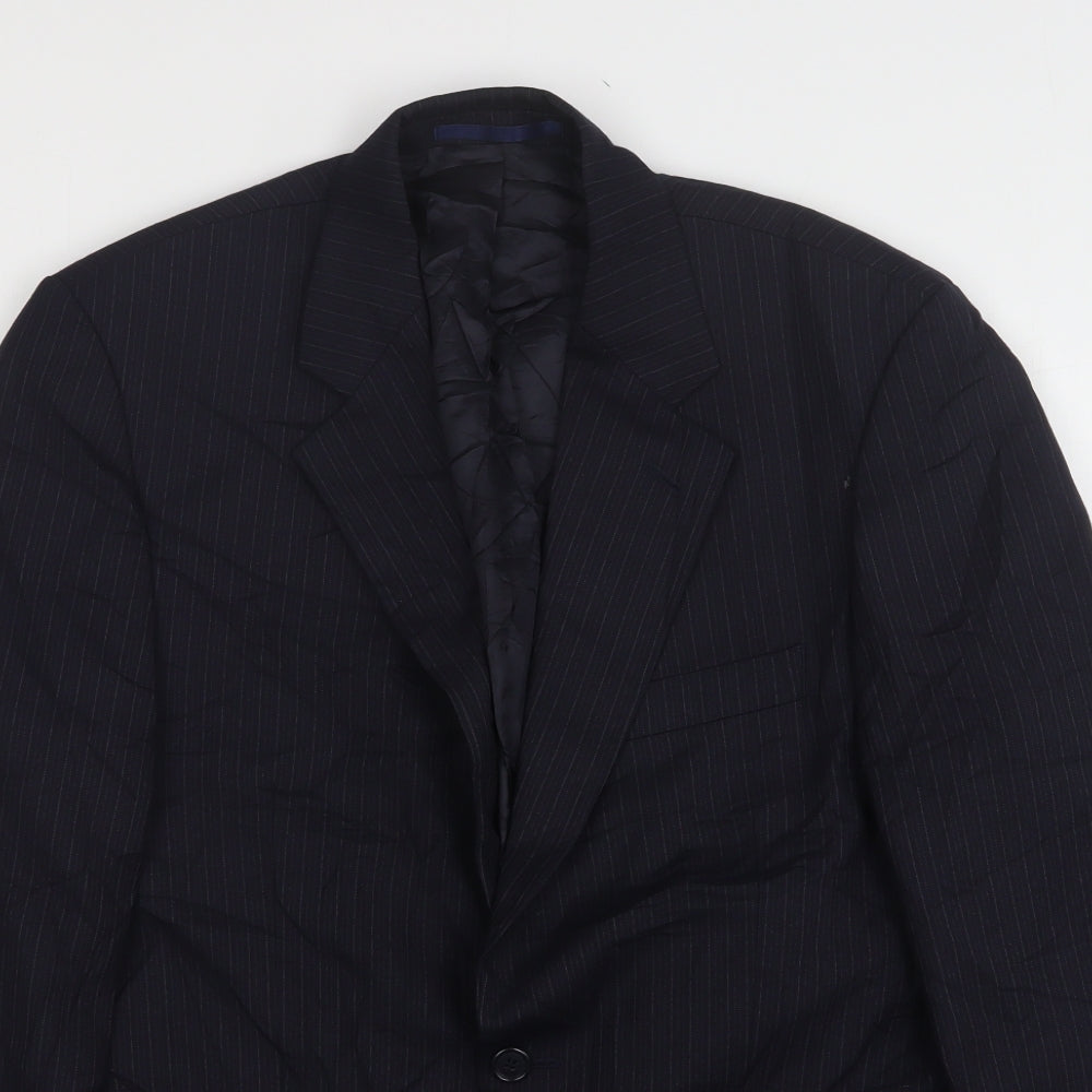 Sovereign  Mens Blue Striped Wool Jacket Suit Jacket Size 40