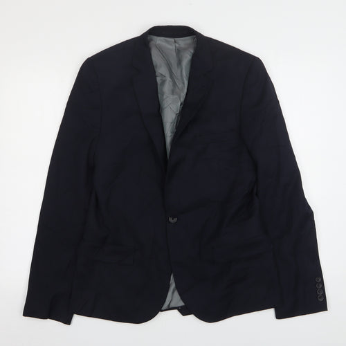 Topman Mens Blue  Polyester Jacket Suit Jacket Size 40