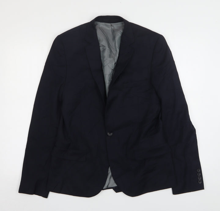 Topman Mens Blue  Polyester Jacket Suit Jacket Size 40
