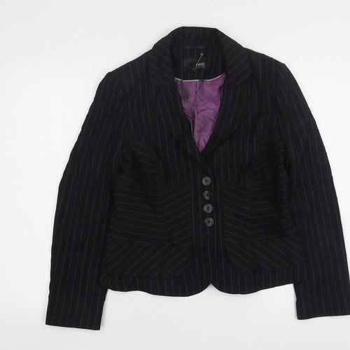NEXT Womens Blue Striped Polyester Jacket Suit Jacket Size 12