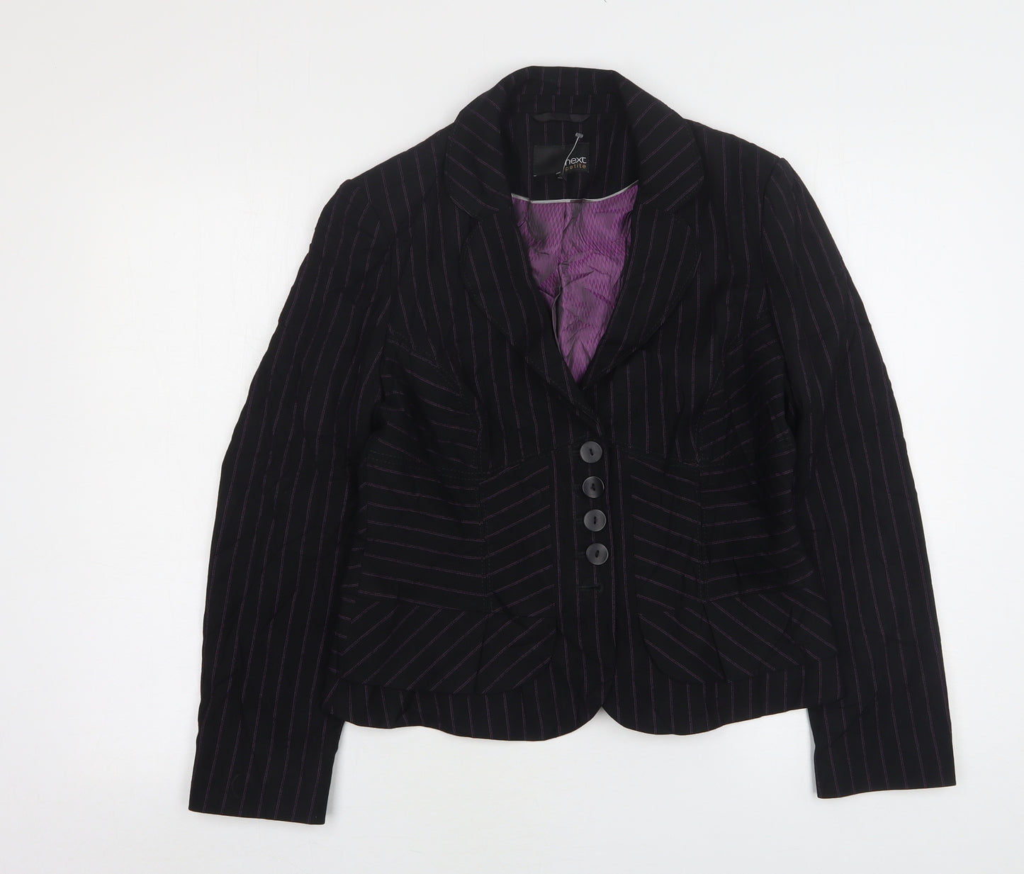 NEXT Womens Blue Striped Polyester Jacket Suit Jacket Size 12