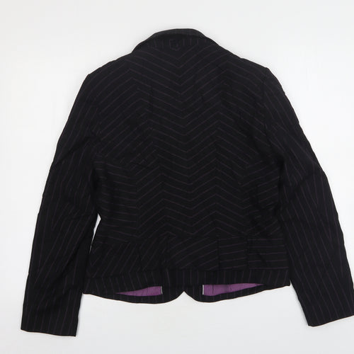 NEXT Womens Blue Striped Polyester Jacket Suit Jacket Size 12